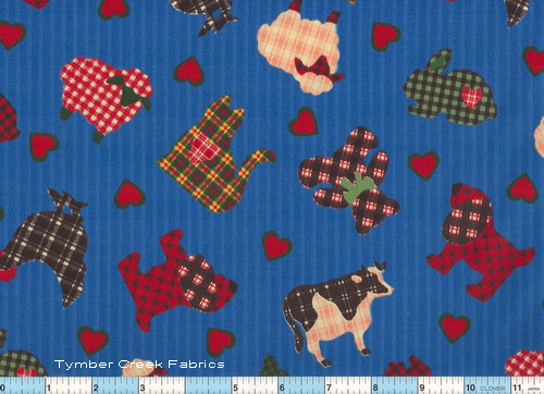 Calico Cats Dogs Chickens Blue